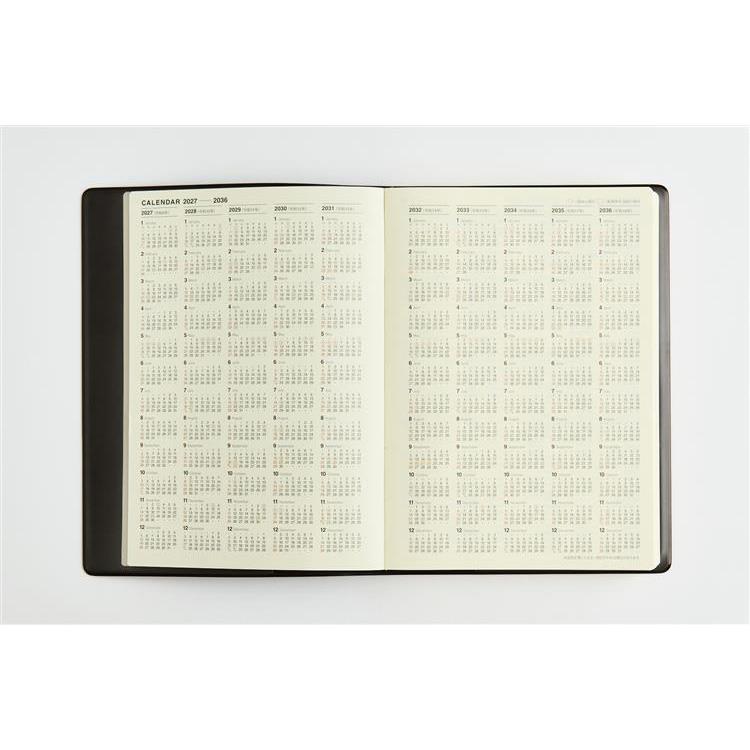 2027年1月始まり 週間ブロック A5 10年卓上日誌 茶