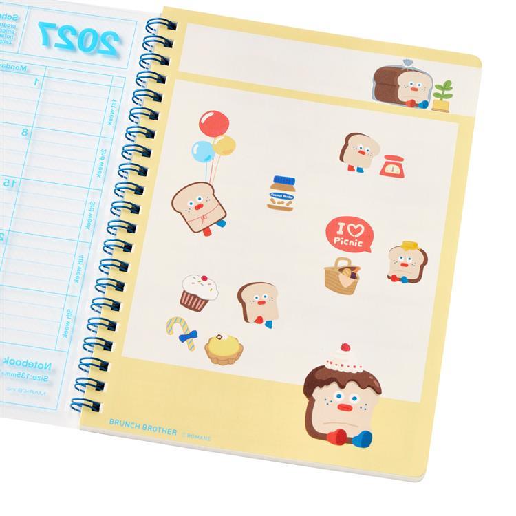 2027年1月始まり 月間 ノートブックカレンダー S 縦型 ブランチブラザー トースト トースト