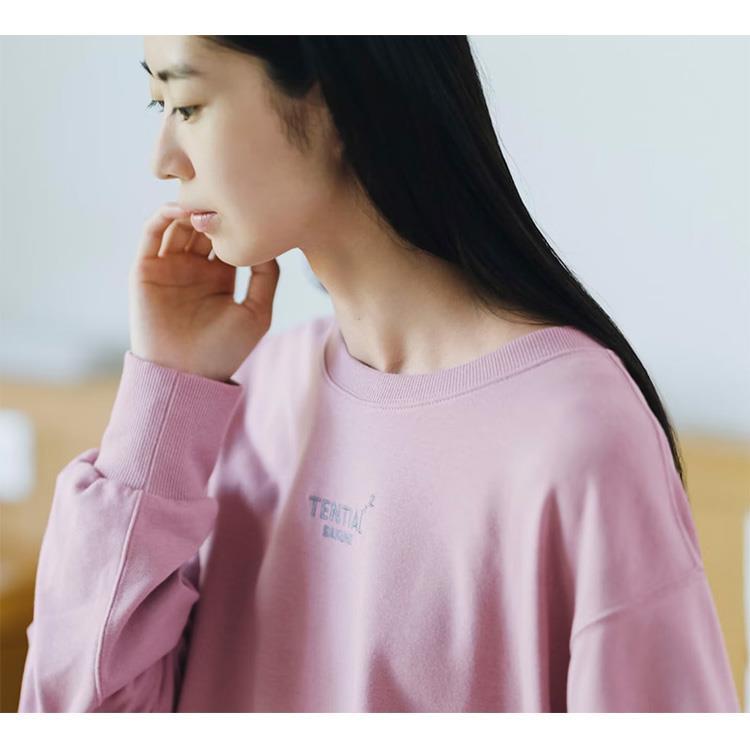 リカバリーウェア スウェット ウィメンズ 長袖クルーネックシャツ ピンク Lサイズ L:ピンク