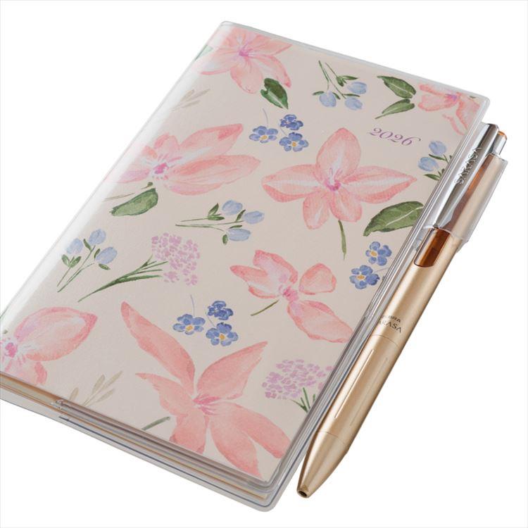 2026年4月始まり手帳 月間 B7 ペイジェム リュミエール スリム-i 日曜始まり コーラルピンク コーラルピンク