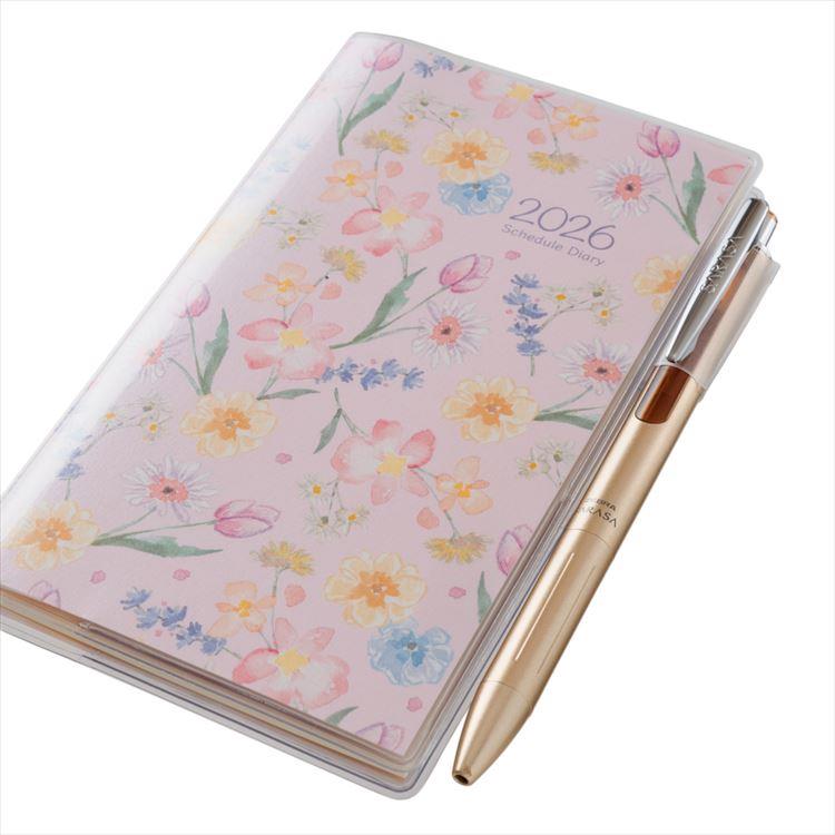 2026年4月始まり手帳 月間 B7 ペイジェム リュミエール スリム 日曜始まり ピンク ピンク