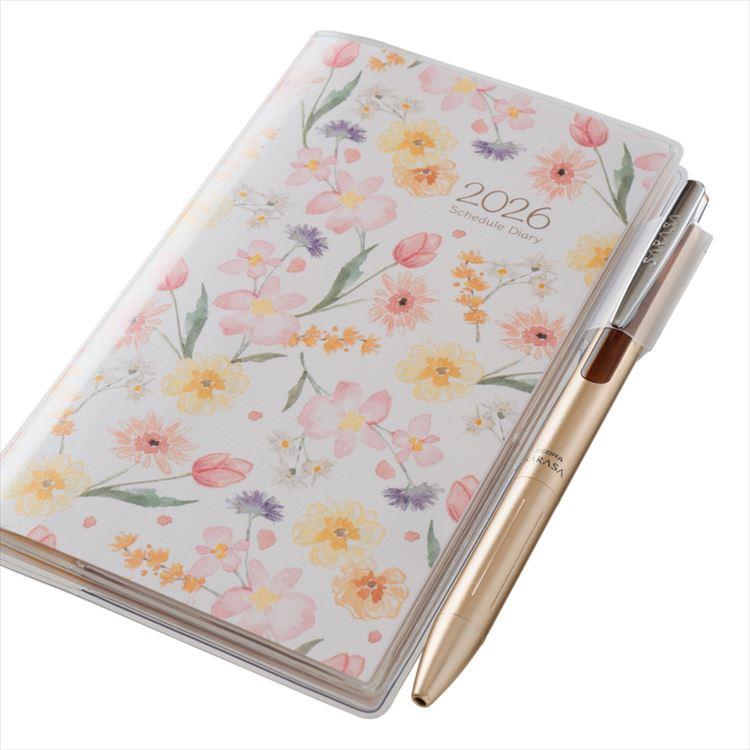 2026年4月始まり手帳 月間 B7 ペイジェム リュミエール スリム 日曜始まり ホワイト ホワイト