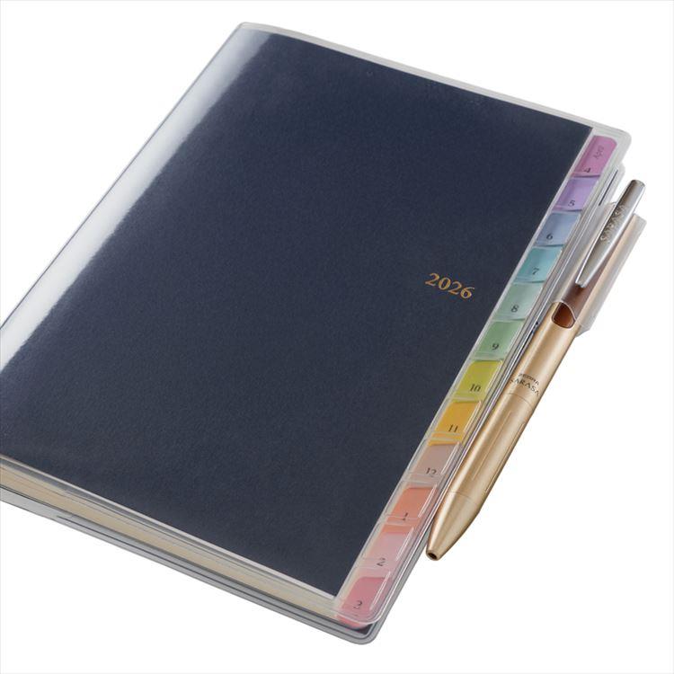 2026年4月始まり手帳 月間 B6 ペイジェム 週間方眼メモ ネイビー ネイビー