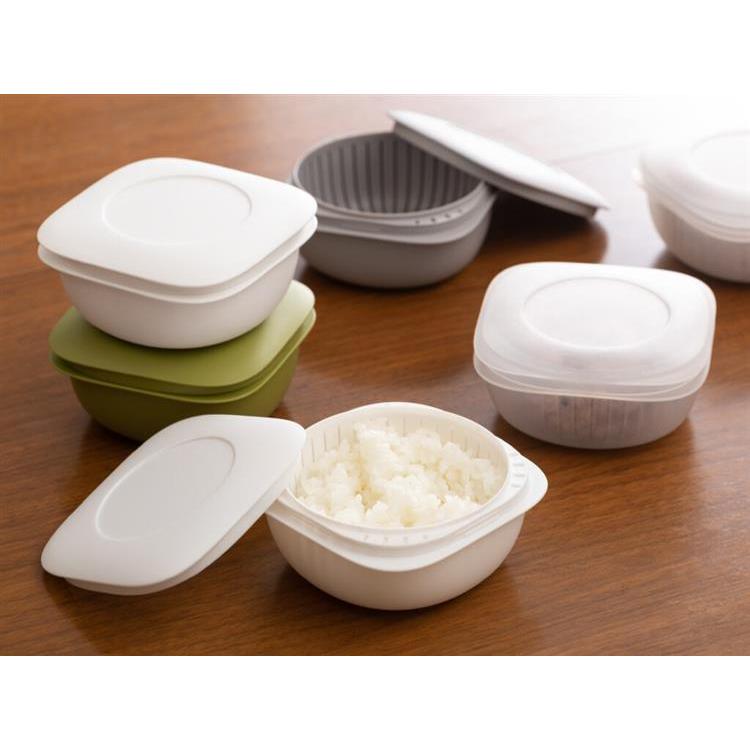 蒸気であたためる冷凍ごはん容器 2個セット ブラック ブラック