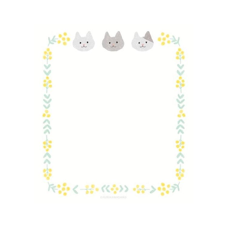 春柄 メモパッド ミモザとネコ ミモザとネコ