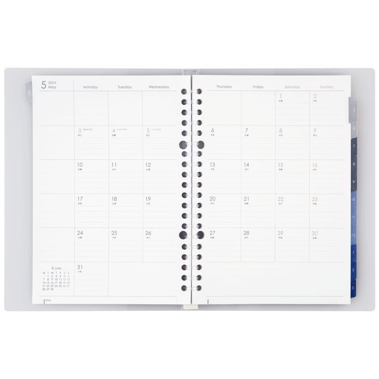 2026年4月始まり 月間 A5 ノート・デ ダイアリー クリア クリア