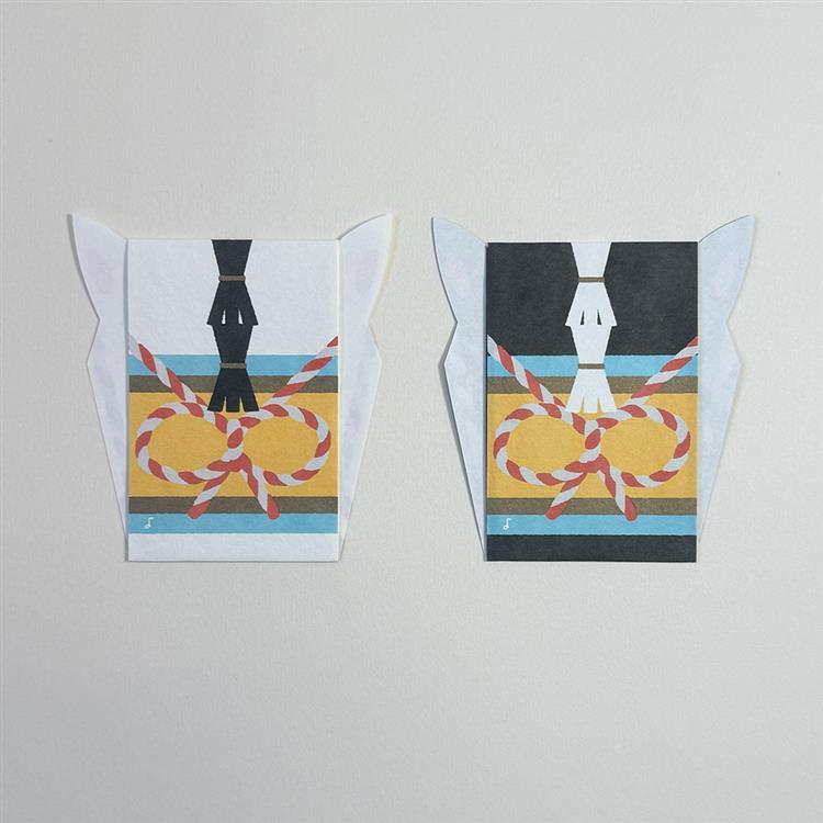 年賀ポチ袋 型抜きペア かおぽち ホース 2柄各1枚入り