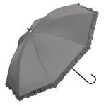 長傘 晴雨兼用 遮光 クラシックフリル グレー(グレー): ファッション