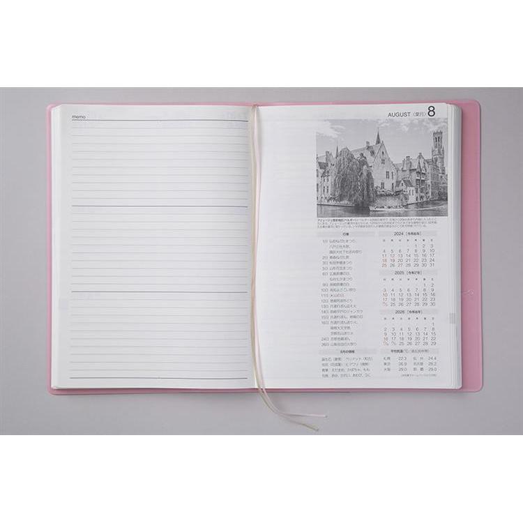２０２４年１月始まり手帳　Ａ５　デイリー　３年卓上日誌　ピンク　（４８１） ピンク