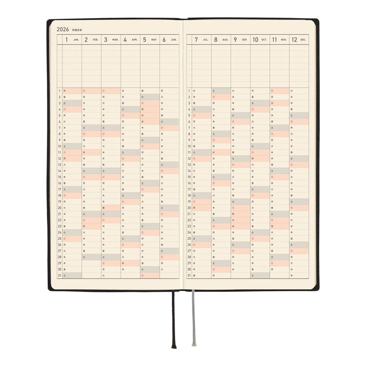 2026年4月始まり weeks ホワイトライン ブラック ほぼ日手帳 ブラック