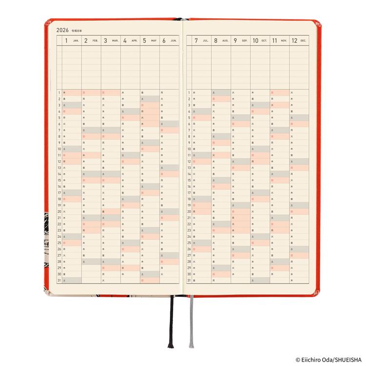 2026年4月始まり weeks ワンピース 麦わらのルフィ レッド ほぼ日手帳 麦わらのルフィ
