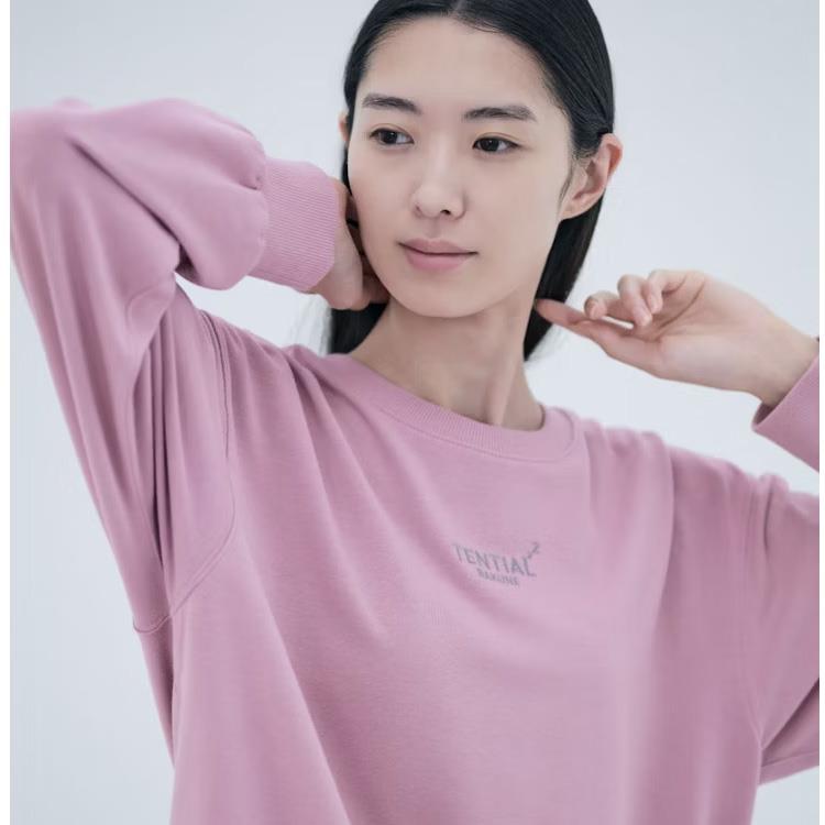 リカバリーウェア スウェット ウィメンズ 長袖クルーネックシャツ ピンク Lサイズ L:ピンク