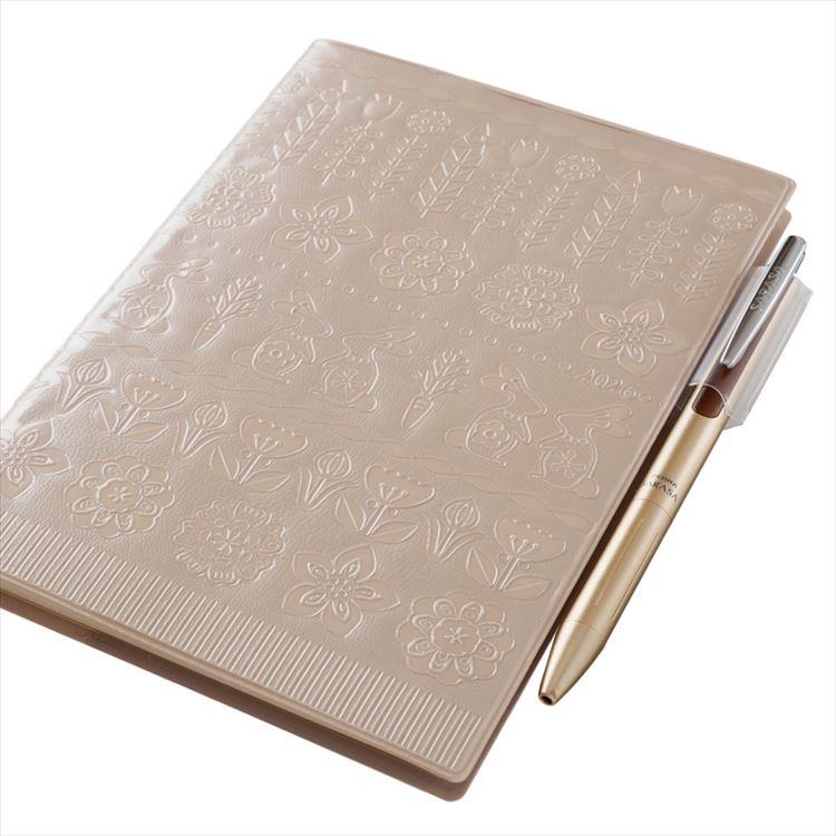 2026年4月始まり手帳 月間 B6 ペイジェム ファミリー 日曜始まり ベージュ ベージュ