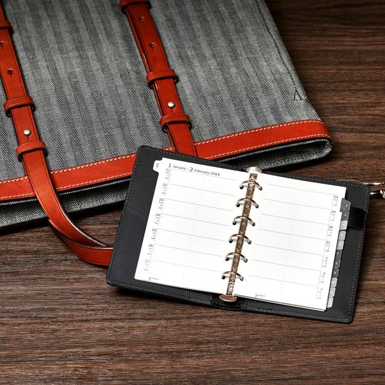 2026年1月始まりシステム手帳用リフィル ミニ6 週間バーチカル データプラン 見開き2週間