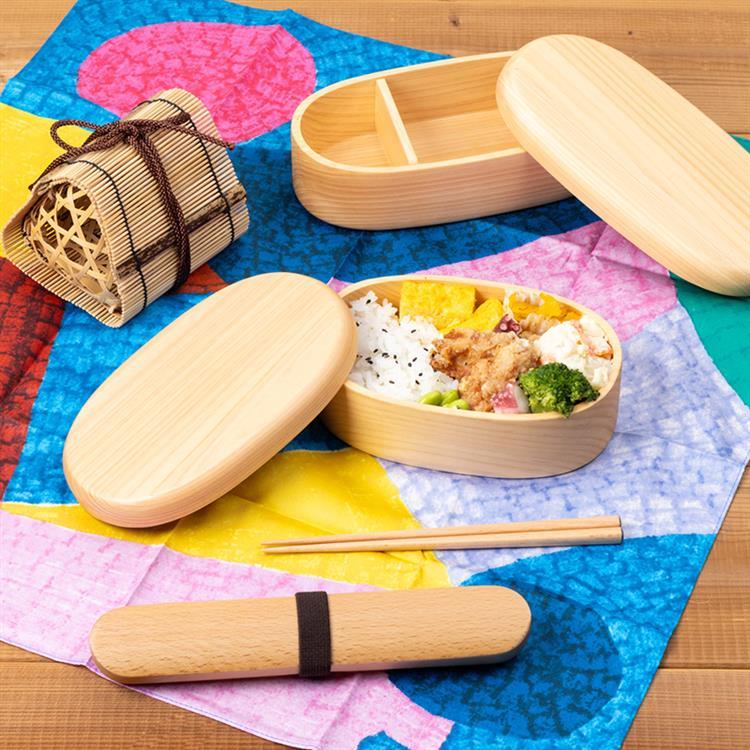 ぶなくりぬき箸箱・箸セットバンド付 18cm