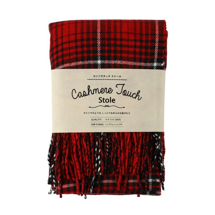 カシミヤタッチストール オンブレチェック レッド【ロフト限定】 オンブレチェック/レッド