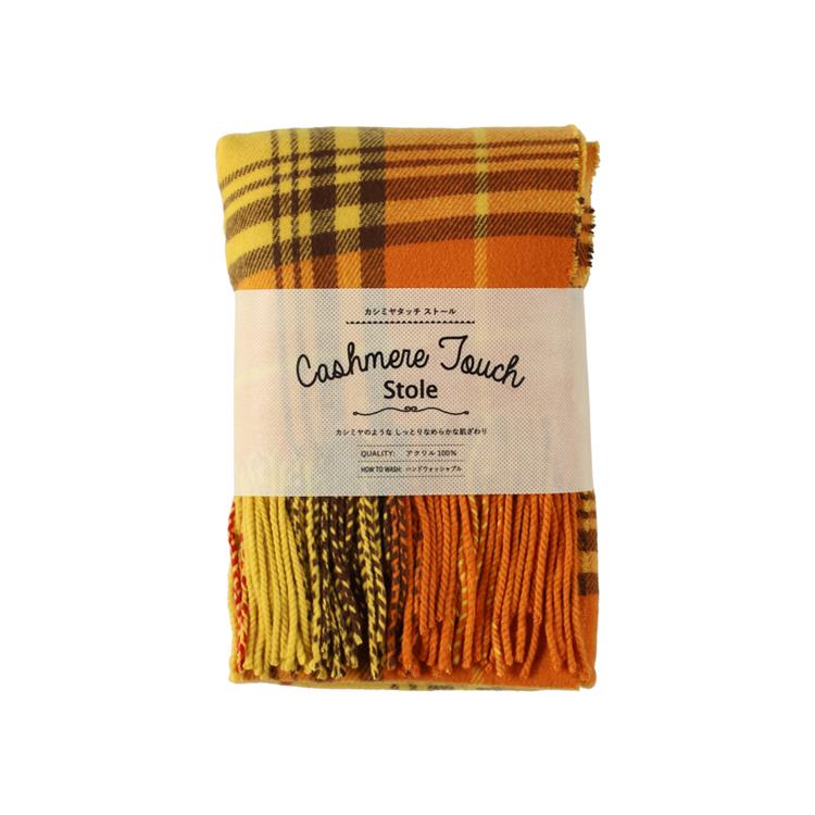 カシミヤタッチストール オンブレチェック イエロー【ロフト限定】 オンブレチェック/イエロー