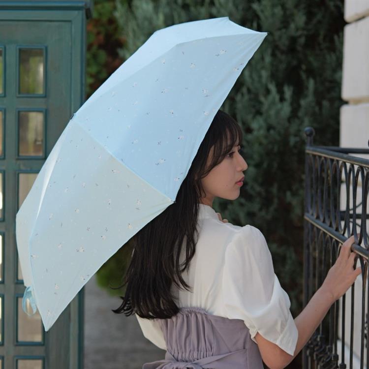 折りたたみ傘 シマエナガ 55cm スマートライトミニ サックス サックス