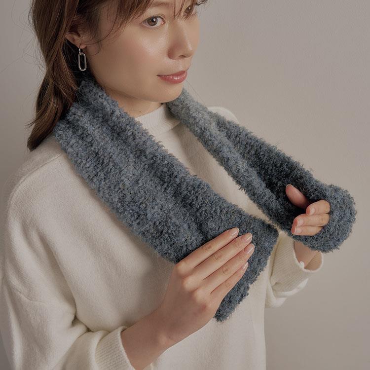通すだけ華やかブークレマフラー グレー グレー