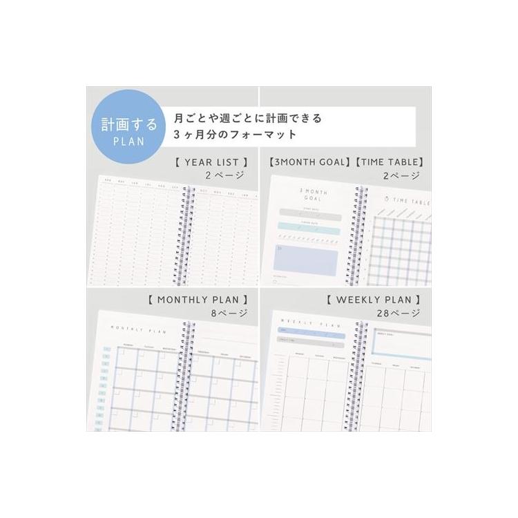 スタディプランナー リングノートタイプ A5変型 デイリー ホワイトチェック ホワイトチェック