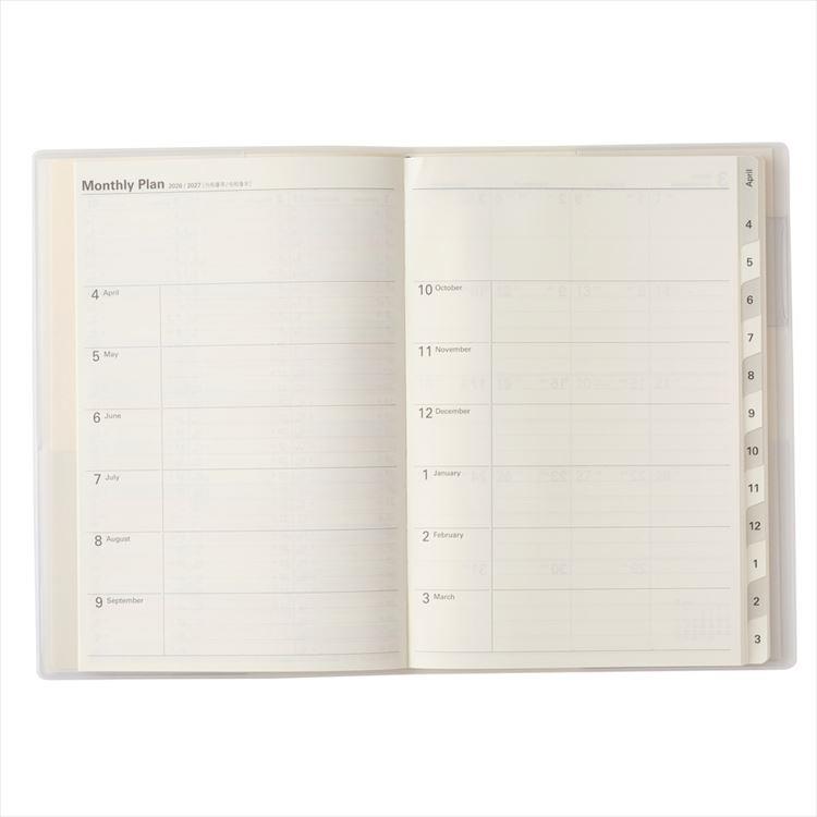 2026年4月始まり手帳 月間 A5 NOLTY アクセス Depot 日曜始まり ホワイト ホワイト