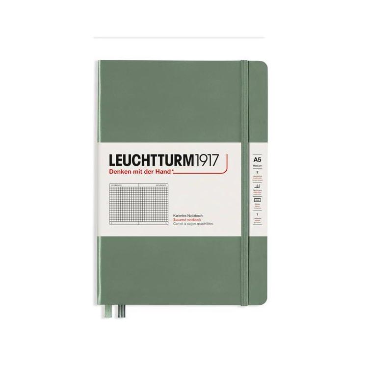 ロイヒトトゥルム ハードカバーノート ミディアム A5 方眼罫 オリーブ オリーブ