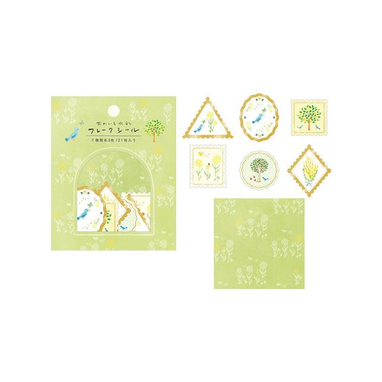 あわいろ水彩 フレークシール 青いとり 青いとり