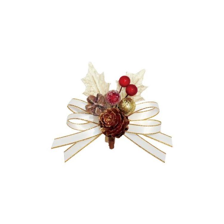 クリスマス リボンオーナメント グリッターホワイト グリッターホワイト