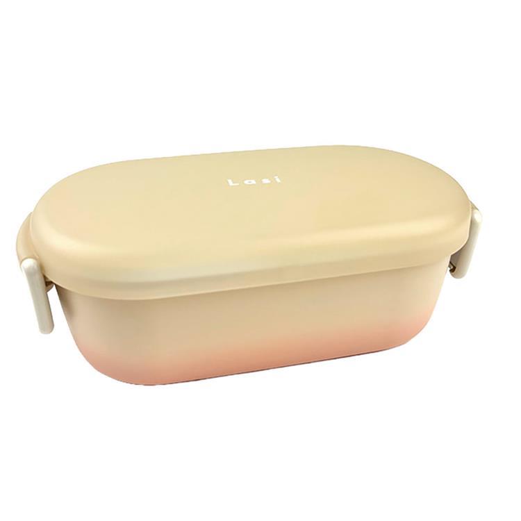 レクタングルランチ 600ml ベージュ×アプリコット お弁当箱 ベージュ×アプリコット