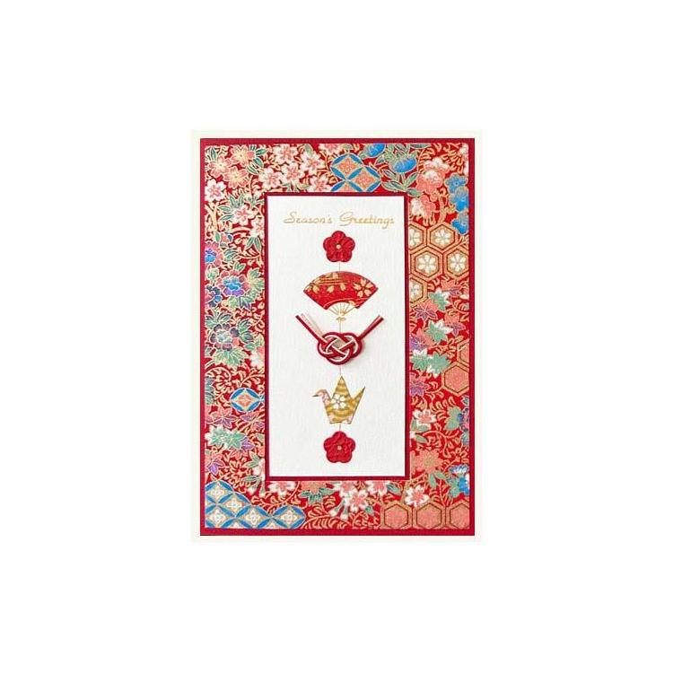 和風クリスマスカード 平安 赤 XJ-706 赤