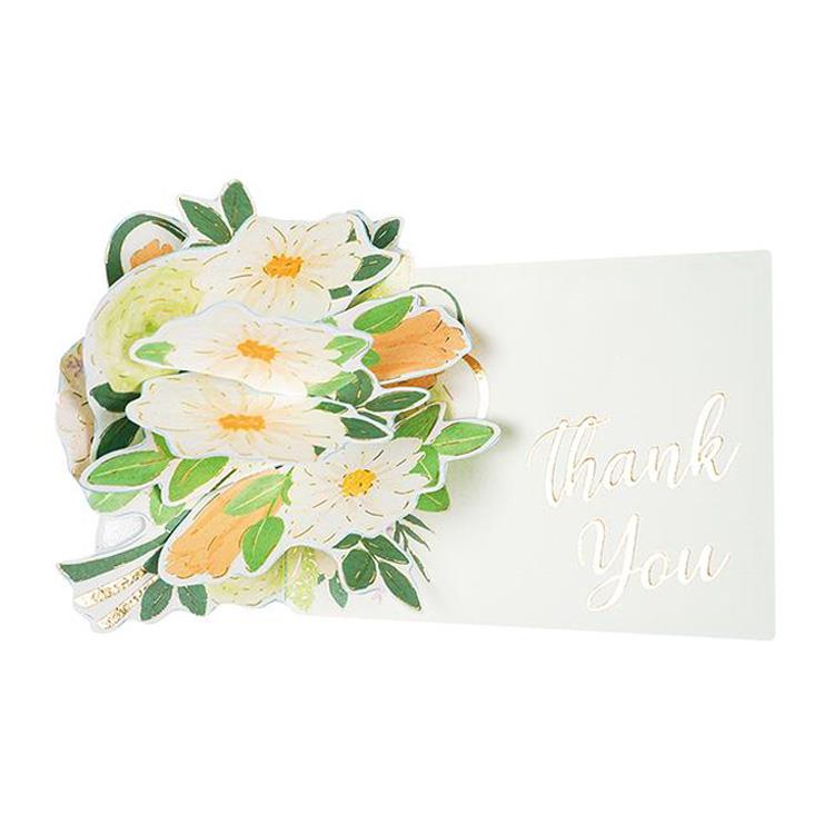 サンキューミニカード ポップアップ フラワー グリーン グリーン