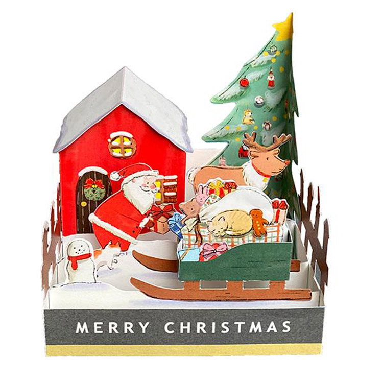 クリスマス箱庭カード　サンタ