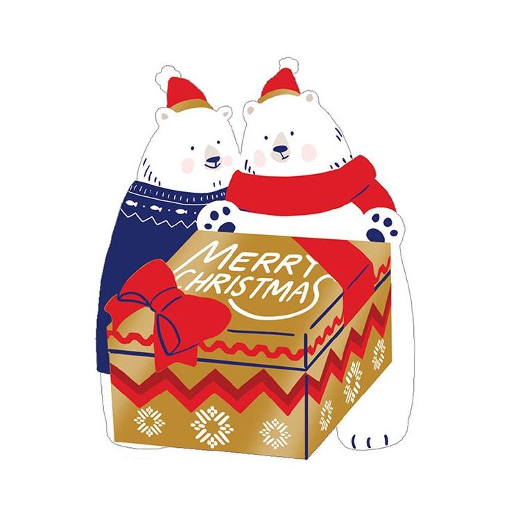 クリスマスカード プレゼントボックス シロクマ シロクマ