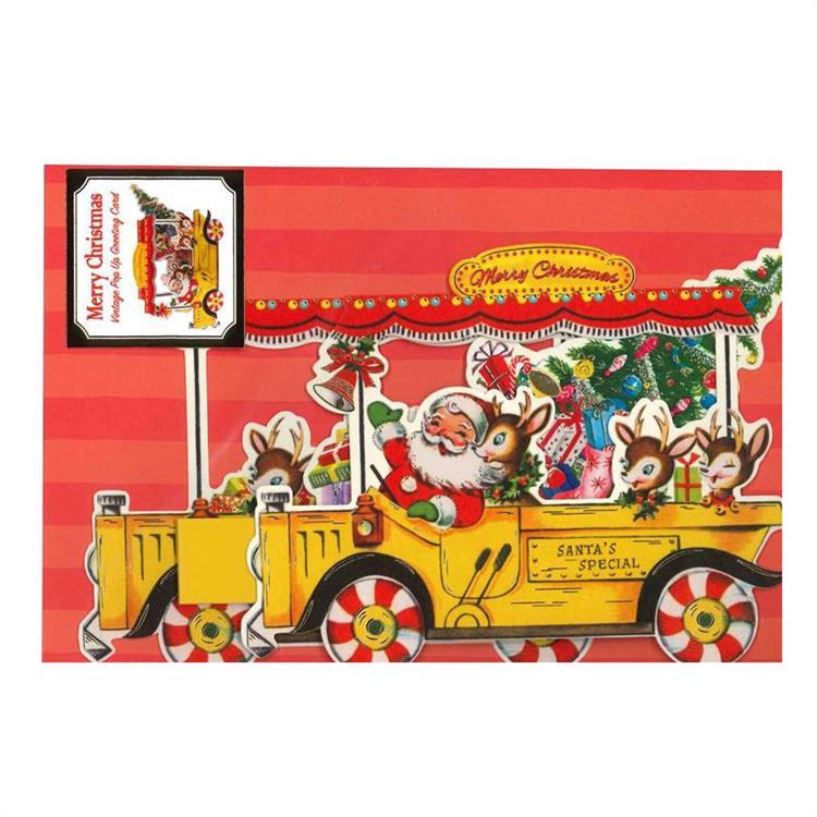 クリスマスカード 立体 バスに乗ったサンタクロース