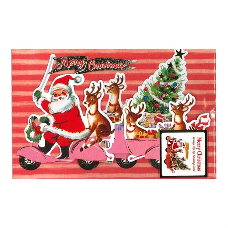 クリスマスカード 立体 サンタクロースオンモーターバイク サンタクロースオンモーターバイク