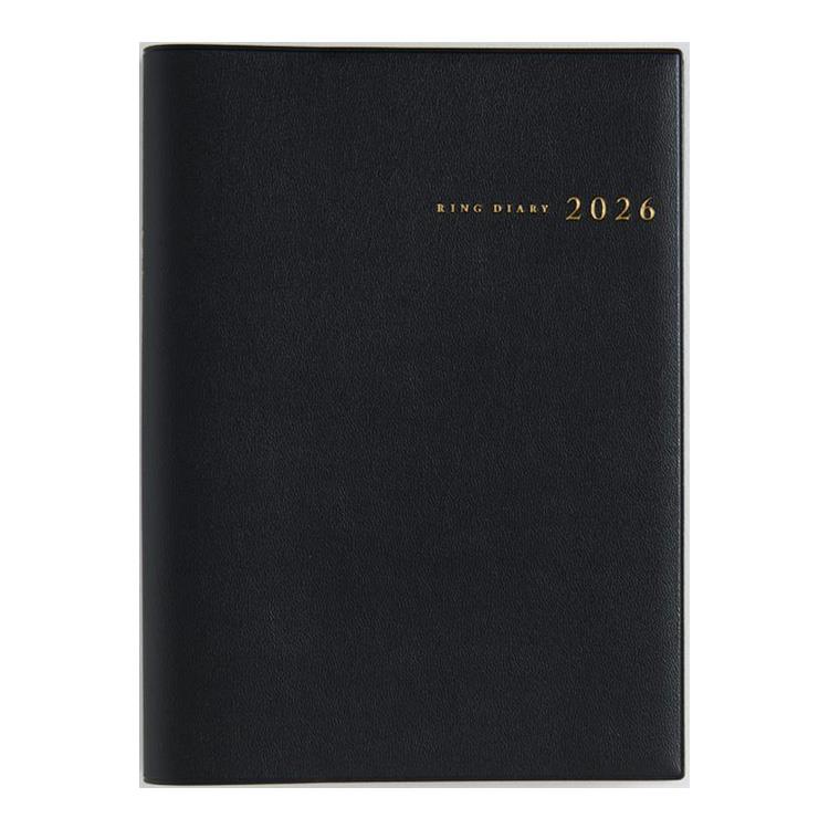 2026年4月始まり手帳 週間ブロック A5 リングダイアリー(972)黒