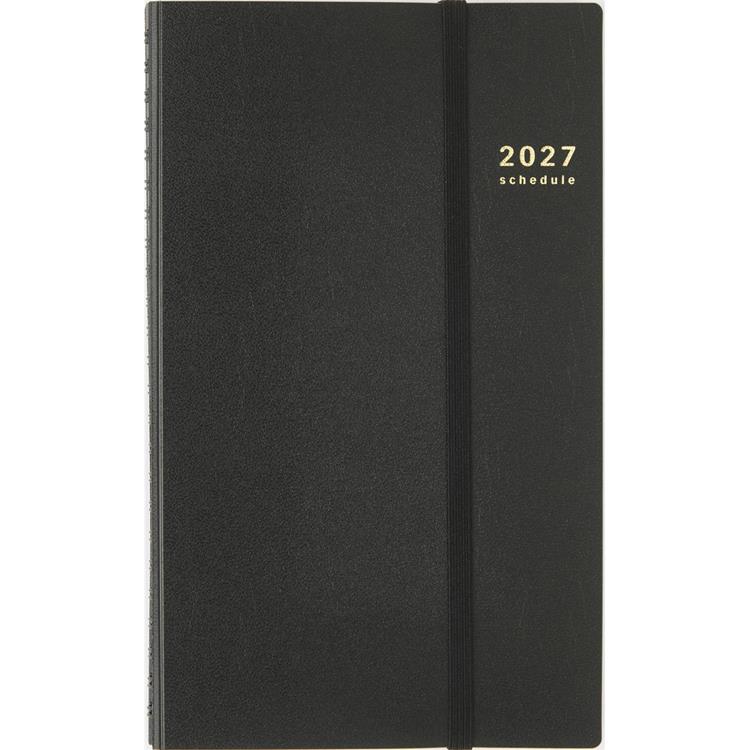 2027年1月始まり手帳 週間ブロック A5 リングスリム 黒