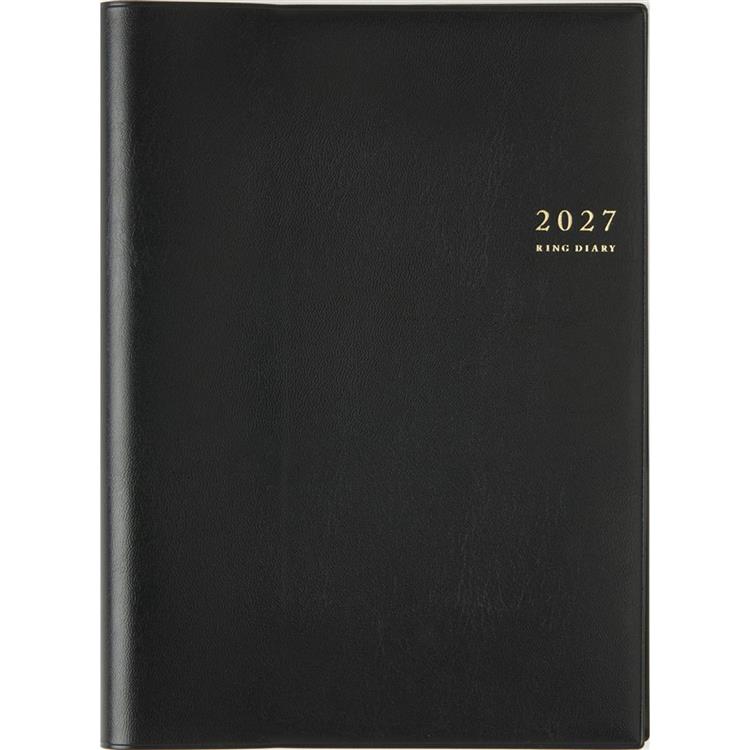2027年1月始まり 週間ブロック A5 リングダイアリー 黒