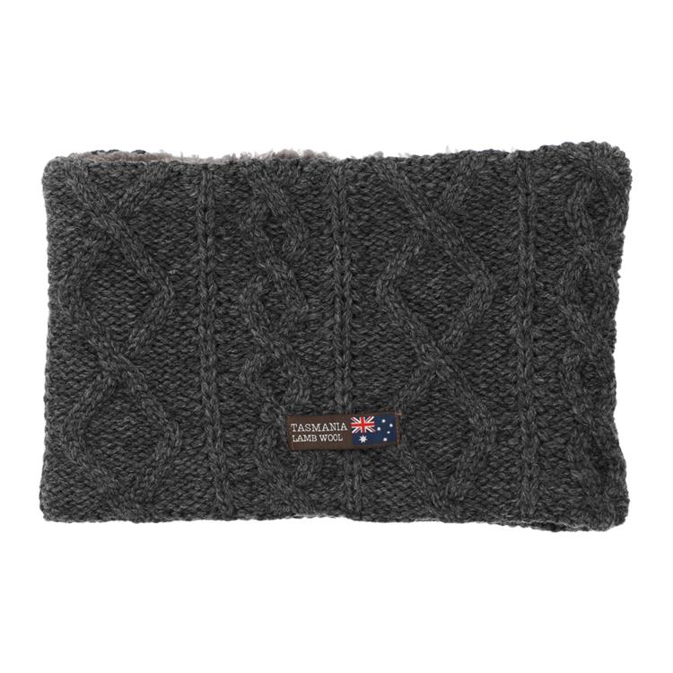 ネックウォーマー ケーブル編み チャコール タスマニアラムウール【ロフト限定】 チャコール