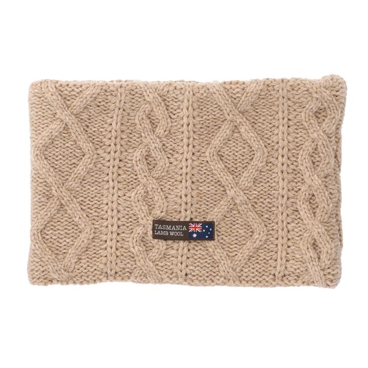 ネックウォーマー ケーブル編み ベージュ タスマニアラムウール【ロフト限定】 ベージュ