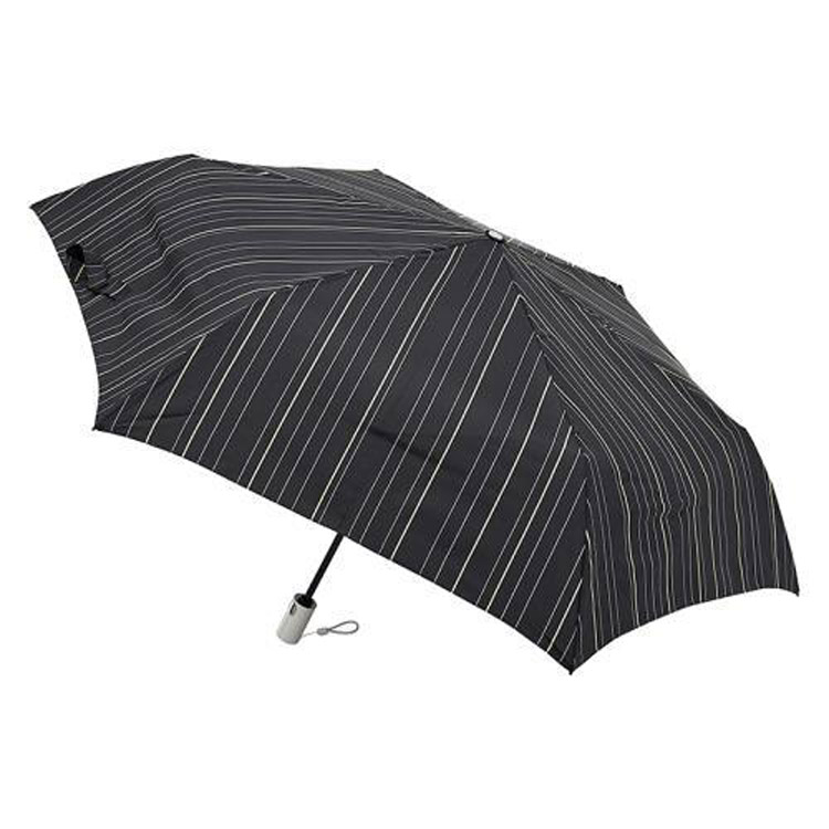 折りたたみ傘 自動開閉 ストライプ ブラック ウラワザ: ファッション