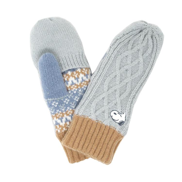 指出しミトン スヌーピー グレー グレー