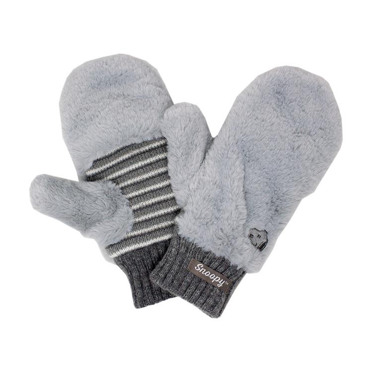 ファーニット指出しミトン スヌーピー グレー グレー