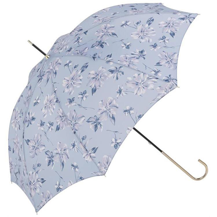 晴雨兼用長傘 シアーフローラ サックス ビコーズ: ファッション 