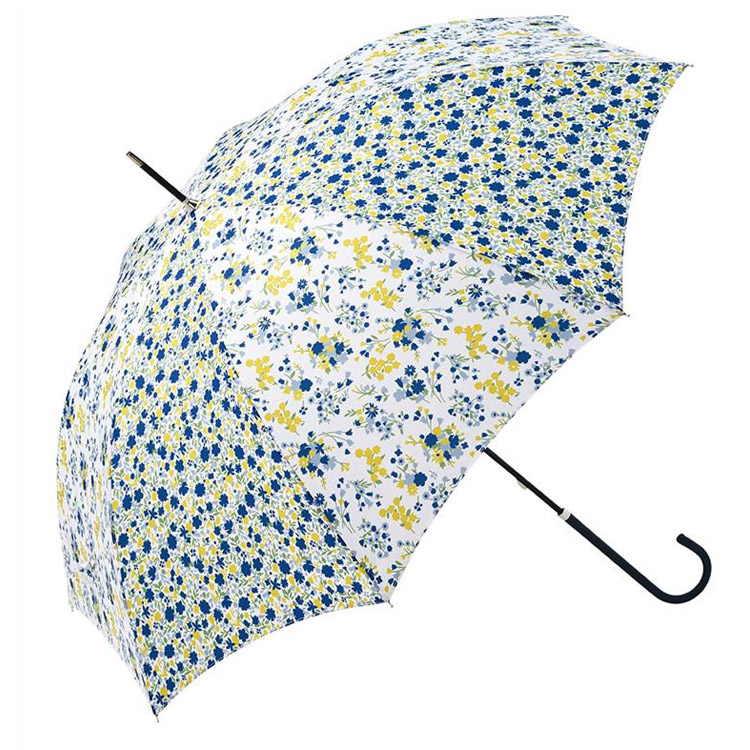 晴雨兼用長傘　２ピースフラワー　ブルー　ビコーズ