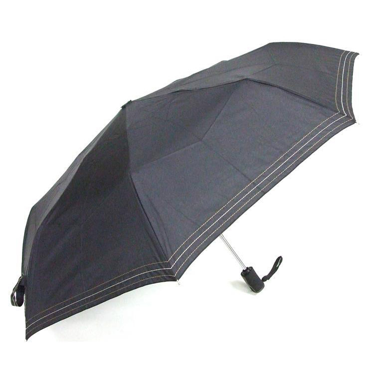 折りたたみ傘　自動開閉　耐風　５５ｃｍ　ステッチ入　ブラック