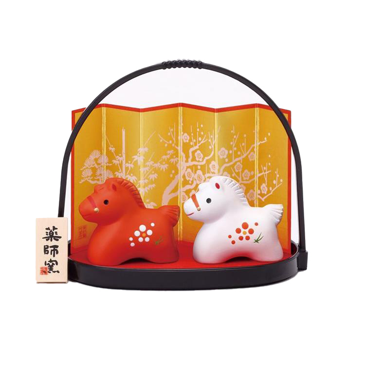 錦彩招福午(紅白)小手籠付