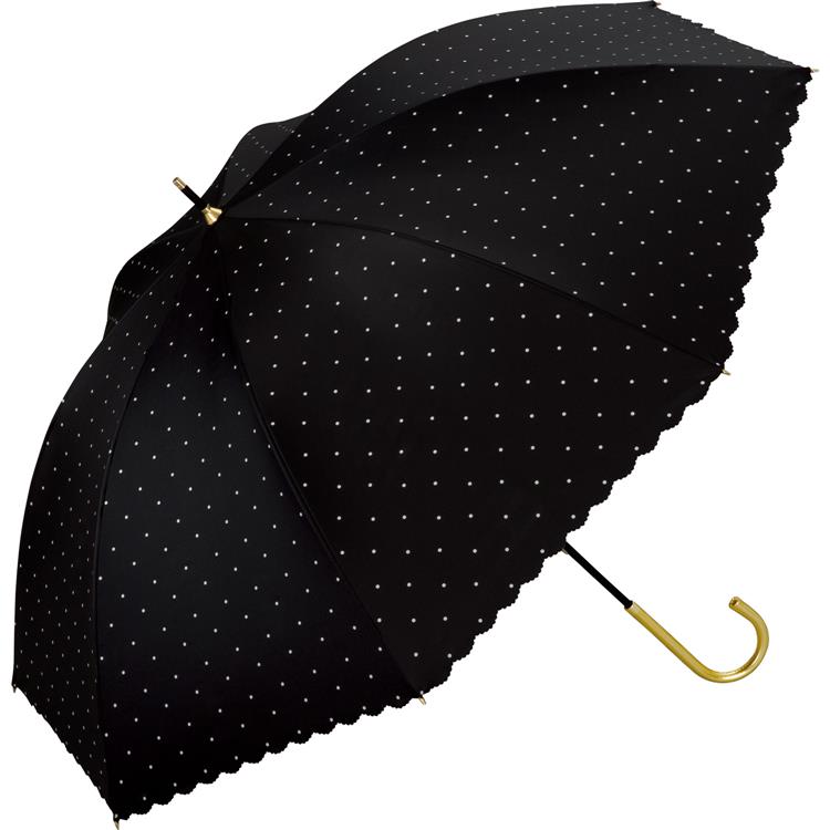 晴雨兼用傘　遮光　ドットフラワーポイント　ブラック ブラック