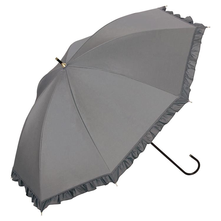 長傘 晴雨兼用 遮光 クラシックフリル グレー(グレー): ファッション