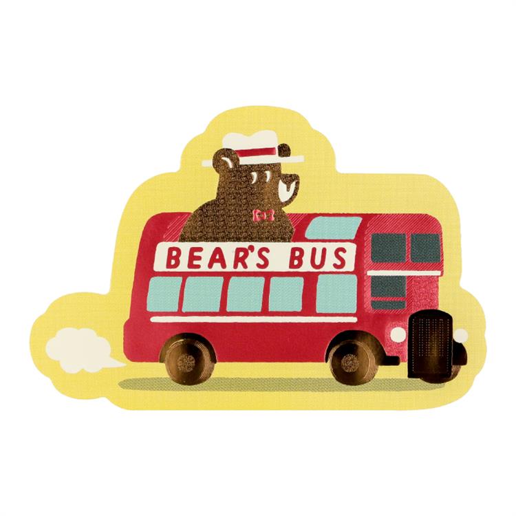 ダイカットステッカー オビワン×ロッカク レトロ郵便 旅熊 バスツアー バスツアー